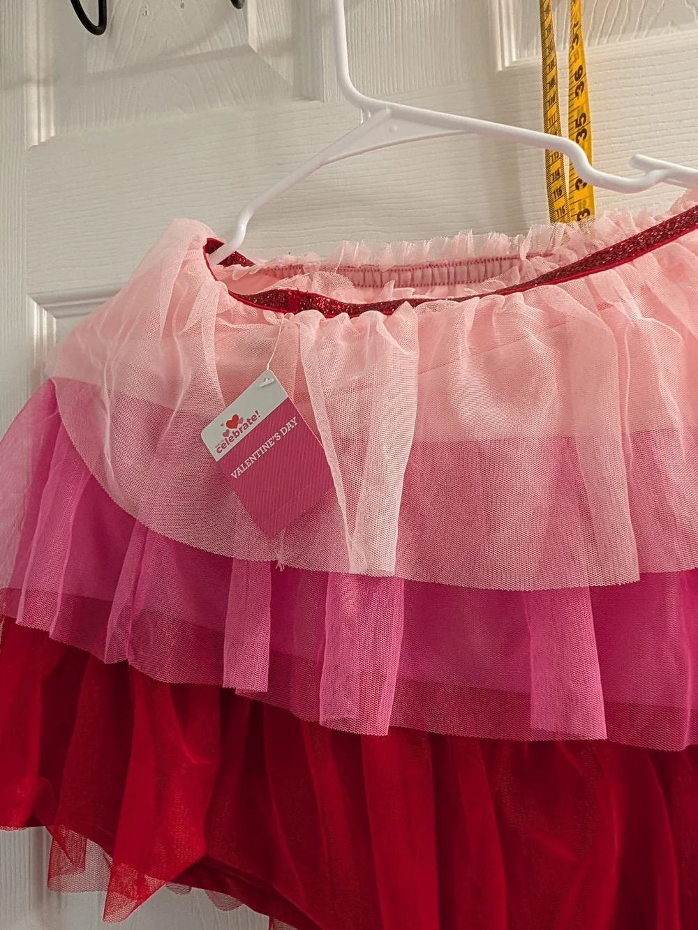 Two Large Kids Tiered Tulle Mini Skirt/Tutu - Pink & Red